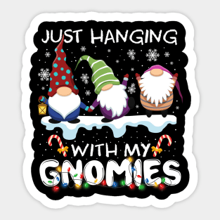 Just Hanging With My Gnomies cute Santa Gnome Tree light Candy Cane Snowflake Funny Christmas Gifts Sticker